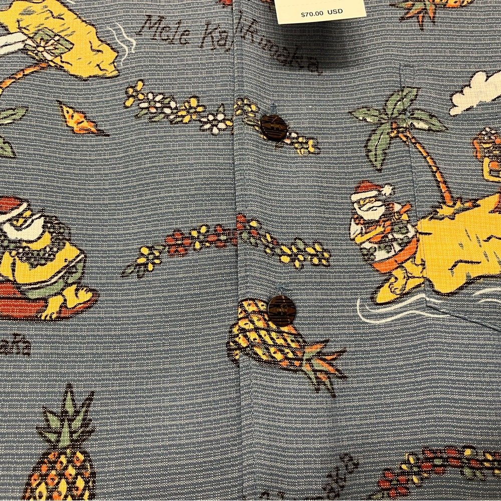 Blue Gray Hawaiian Aloha Christmas Shirt